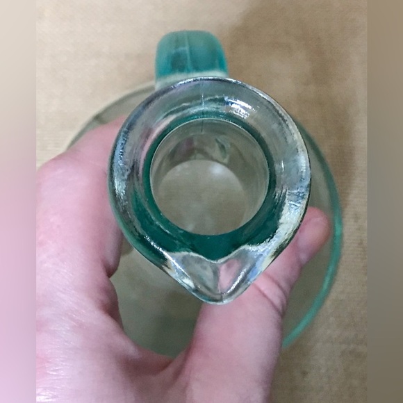 Vintage VE Vetreria Etrusca Green Glass Cruet Mid Century Cottage Core Italy - Picture 6 of 8